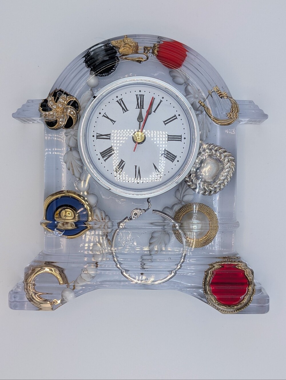 Vintage Jewelry Clock - Handmade Upcycled Decor Gifts